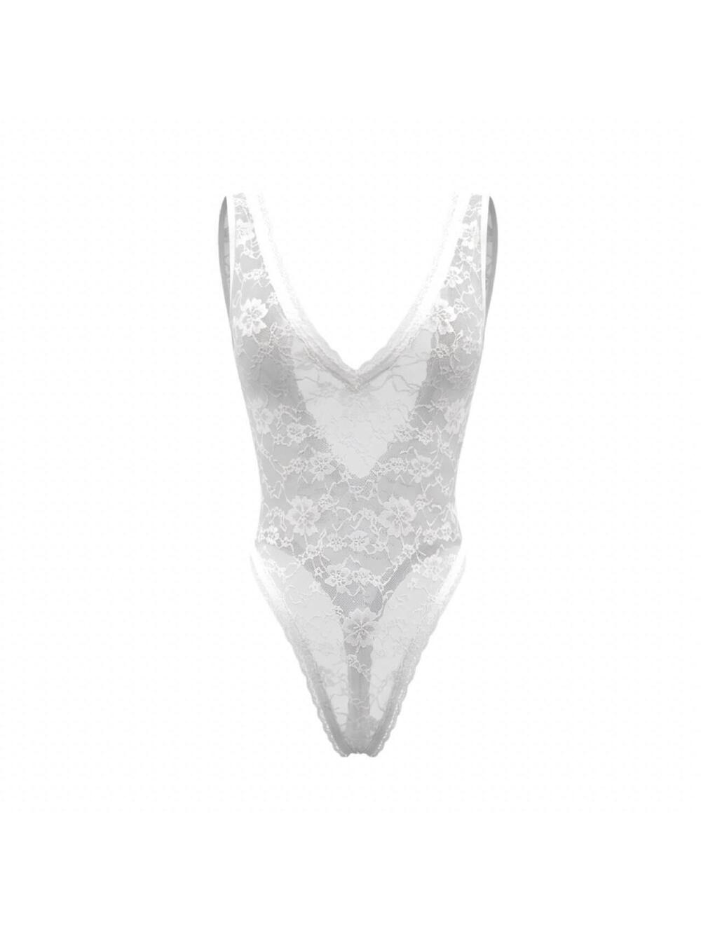 Sheer White Lace Thong Bodysuit - GrlFriday Shop